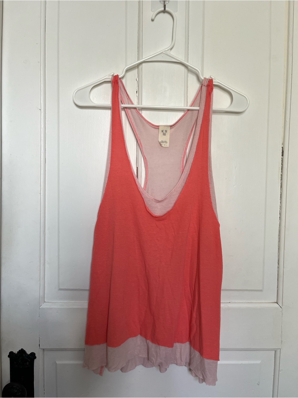 We The Free Coral Tank with Light Pink Hem